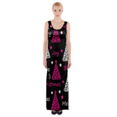 New Year Pattern - Magenta Maxi Thigh Split Dress by Valentinaart