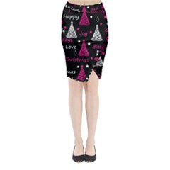 New Year Pattern - Magenta Midi Wrap Pencil Skirt by Valentinaart