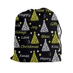 New Year Pattern - Yellow Drawstring Pouches (xxl) by Valentinaart