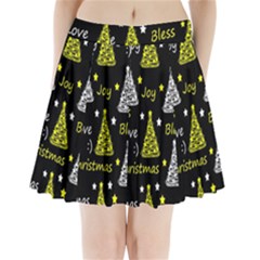 New Year Pattern - Yellow Pleated Mini Skirt by Valentinaart