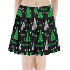 New Year Pattern - Green Pleated Mini Skirt by Valentinaart