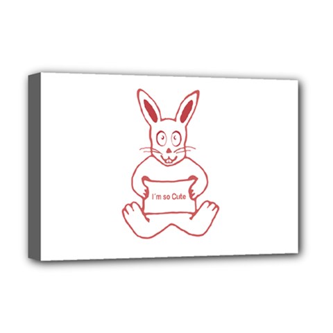 Cute Rabbit With I M So Cute Text Banner Deluxe Canvas 18  X 12   by dflcprints