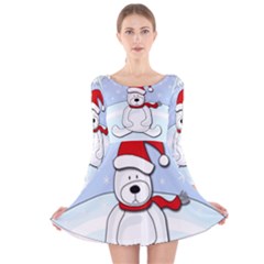 Polar Bear Long Sleeve Velvet Skater Dress by Valentinaart