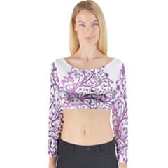 Elegant Starry Christmas Pink Metallic Look Long Sleeve Crop Top by yoursparklingshop