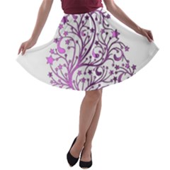 Elegant Starry Christmas Pink Metallic Look A-line Skater Skirt by yoursparklingshop