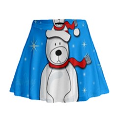 Polar Bear - Blue Mini Flare Skirt by Valentinaart