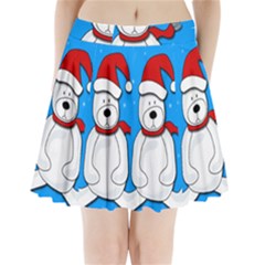 Polar Bear - Blue Pleated Mini Skirt by Valentinaart