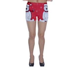 Polar Bear - Red Skinny Shorts by Valentinaart