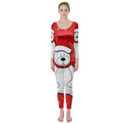 Polar Bear - Red Long Sleeve Catsuit by Valentinaart