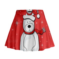 Polar Bear - Red Mini Flare Skirt by Valentinaart