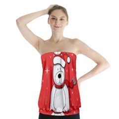 Polar Bear - Red Strapless Top by Valentinaart