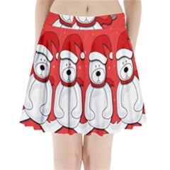 Polar Bear - Red Pleated Mini Skirt by Valentinaart