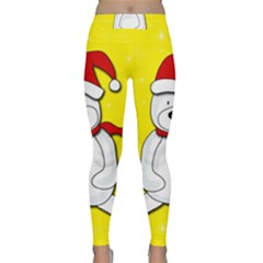 Polar Bear - Yellow Classic Yoga Leggings by Valentinaart