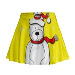 Polar Bear - Yellow Mini Flare Skirt by Valentinaart