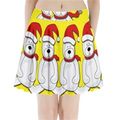 Polar Bear - Yellow Pleated Mini Skirt by Valentinaart