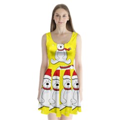 Polar Bear - Yellow Split Back Mini Dress  by Valentinaart