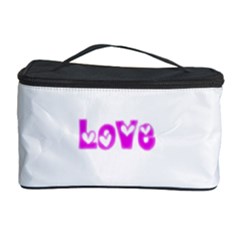 Pink Love Hearts Typography Cosmetic Storage Case by yoursparklingshop