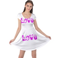 Pink Love Hearts Typography Cap Sleeve Dresses by yoursparklingshop