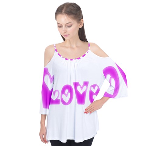 Pink Love Hearts Typography Flutter Tees by yoursparklingshop