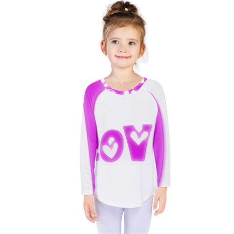 Pink Love Hearts Typography Kids  Long Sleeve Tee by yoursparklingshop