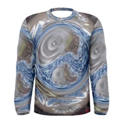 Silver Gray Blue Geometric Art Circle Men s Long Sleeve Tee by yoursparklingshop