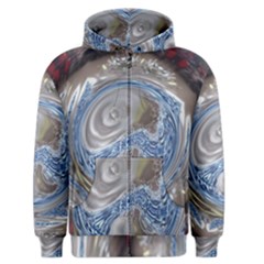 Silver Gray Blue Geometric Art Circle Men s Zipper Hoodie by yoursparklingshop