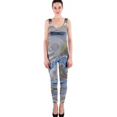 Silver Gray Blue Geometric Art Circle Onepiece Catsuit by yoursparklingshop