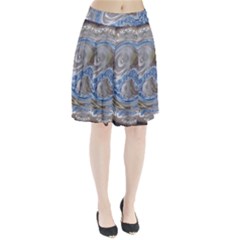 Silver Gray Blue Geometric Art Circle Pleated Skirt by yoursparklingshop