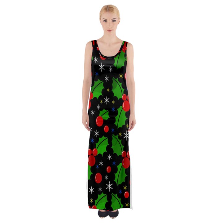 Xmas magical pattern Maxi Thigh Split Dress