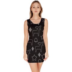 Black Xmas Pattern Sleeveless Bodycon Dress