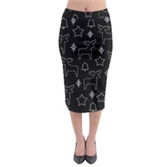 Black Xmas Pattern Midi Pencil Skirt