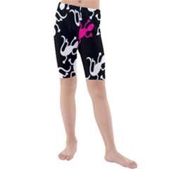 Magenta Lizard Kids  Mid Length Swim Shorts by Valentinaart