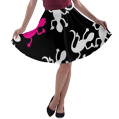 Magenta Lizard A-line Skater Skirt by Valentinaart