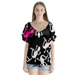 Magenta Lizard Flutter Sleeve Top by Valentinaart