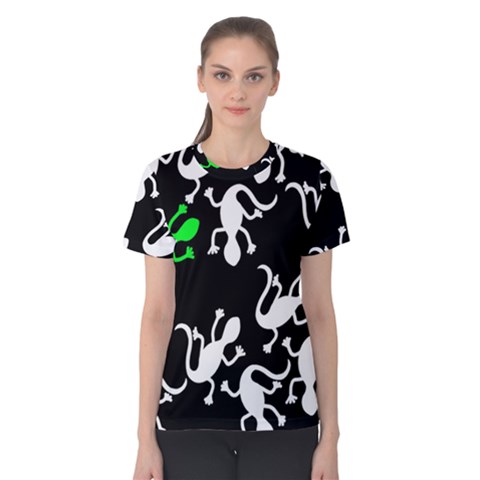 Green Lizards  Women s Cotton Tee by Valentinaart