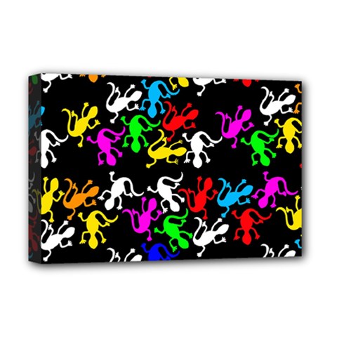 Colorful Lizards Pattern Deluxe Canvas 18  X 12   by Valentinaart