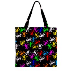 Colorful Lizards Pattern Zipper Grocery Tote Bag by Valentinaart