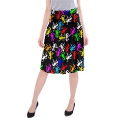 Colorful Lizards Pattern Midi Beach Skirt by Valentinaart