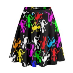 Colorful Lizards Pattern High Waist Skirt by Valentinaart