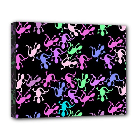 Purple Lizards Pattern Deluxe Canvas 20  X 16   by Valentinaart