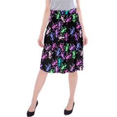 Purple Lizards Pattern Midi Beach Skirt by Valentinaart