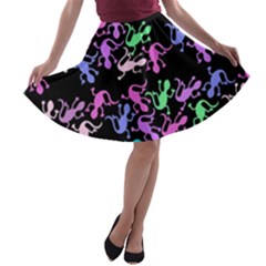 Purple Lizards Pattern A-line Skater Skirt by Valentinaart