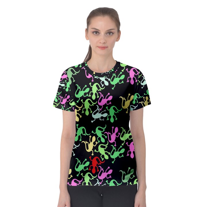 Playful lizards pattern Women s Sport Mesh Tee