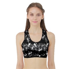 Gray Lizards Sports Bra With Border by Valentinaart