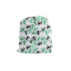 Lizards Pattern - Green Drawstring Pouches (medium)  by Valentinaart