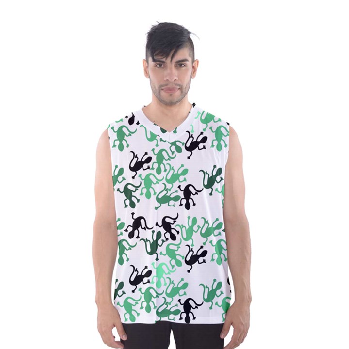 Lizards pattern - green Men s Basketball Tank Top