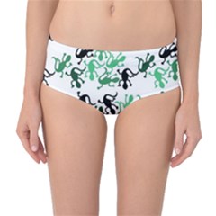 Lizards Pattern - Green Mid-waist Bikini Bottoms by Valentinaart