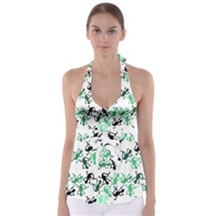 Lizards Pattern - Green Babydoll Tankini Top by Valentinaart