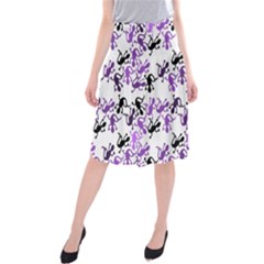 Lizards Pattern - Purple Midi Beach Skirt by Valentinaart