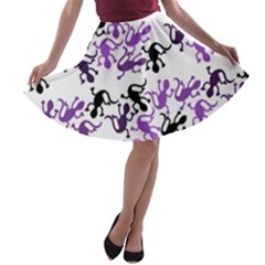 Lizards Pattern - Purple A-line Skater Skirt by Valentinaart